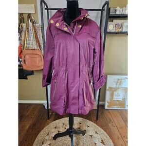 Ciao Milano Tess Rain Coat Burgundy Size L - New With Tags